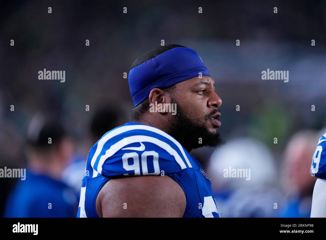 Indianapolis Colts' Grover Stewart in action before an NFL football ...