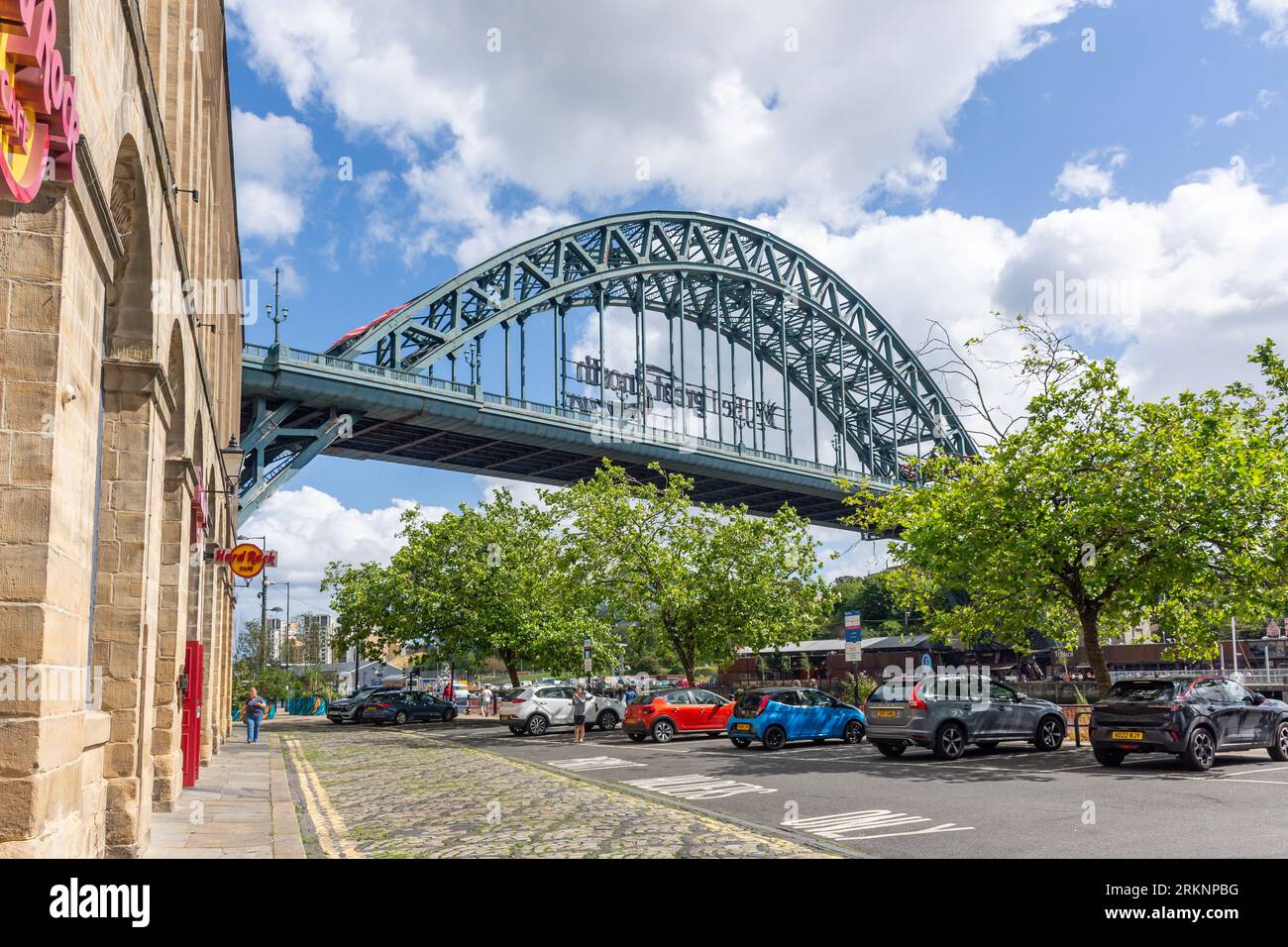 The Tyne Bridge from Quayside, Newcastle upon Tyne, Tyne and Wear, England, United Kingdom Stock Photo