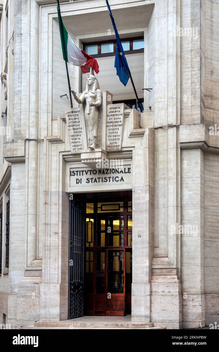 Entrance to the Italian National Institute of Statistics in Via Cesare Balbo, Rome, Italy Stock Photo