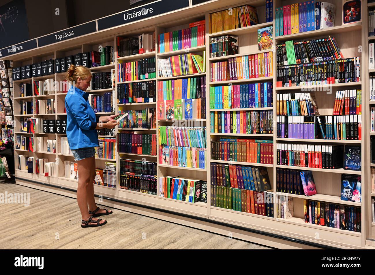 Literature section in a bookstore Stock Photo