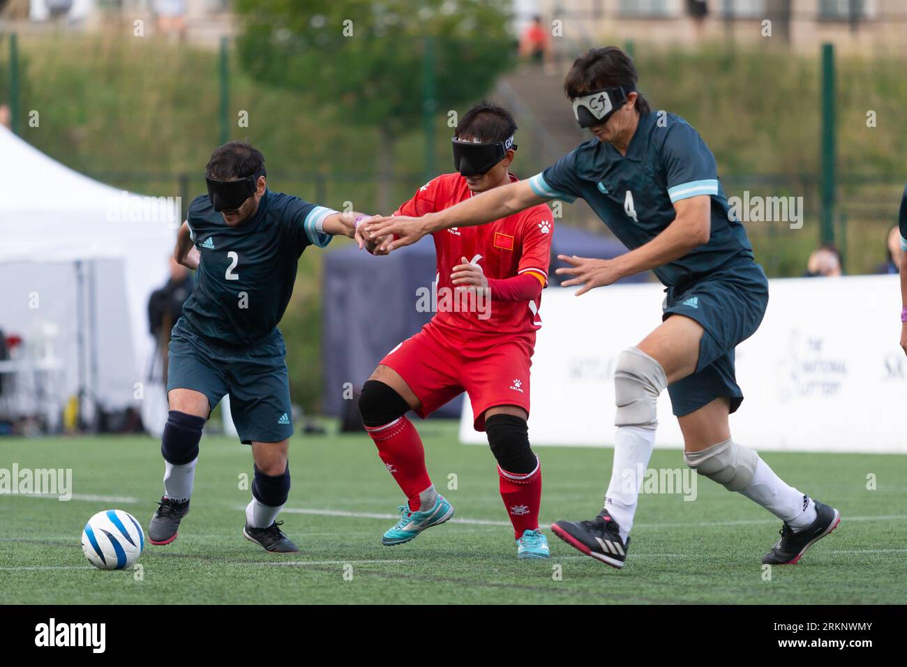 Birmingham, UK. 25th Aug, 2023. Argentina win the IBSA Blind Football World Cup final  2 - 1 on penalties against China at Birmingham University, 25th August, 2023. Credit: Peter Lopeman/Alamy Live News Stock Photo