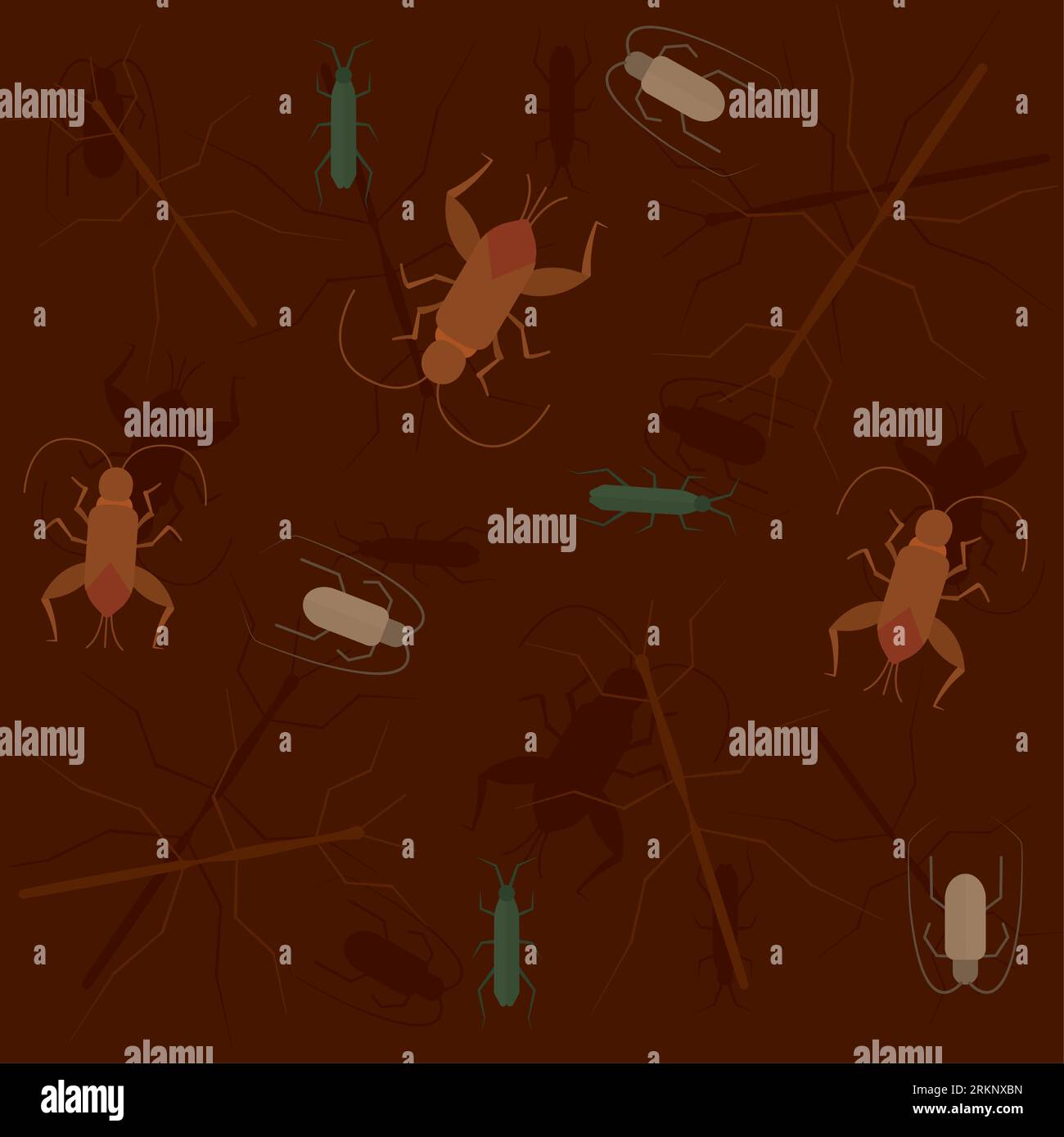 Seamless pattern background with cockroach insect icons Vector Stock Vector