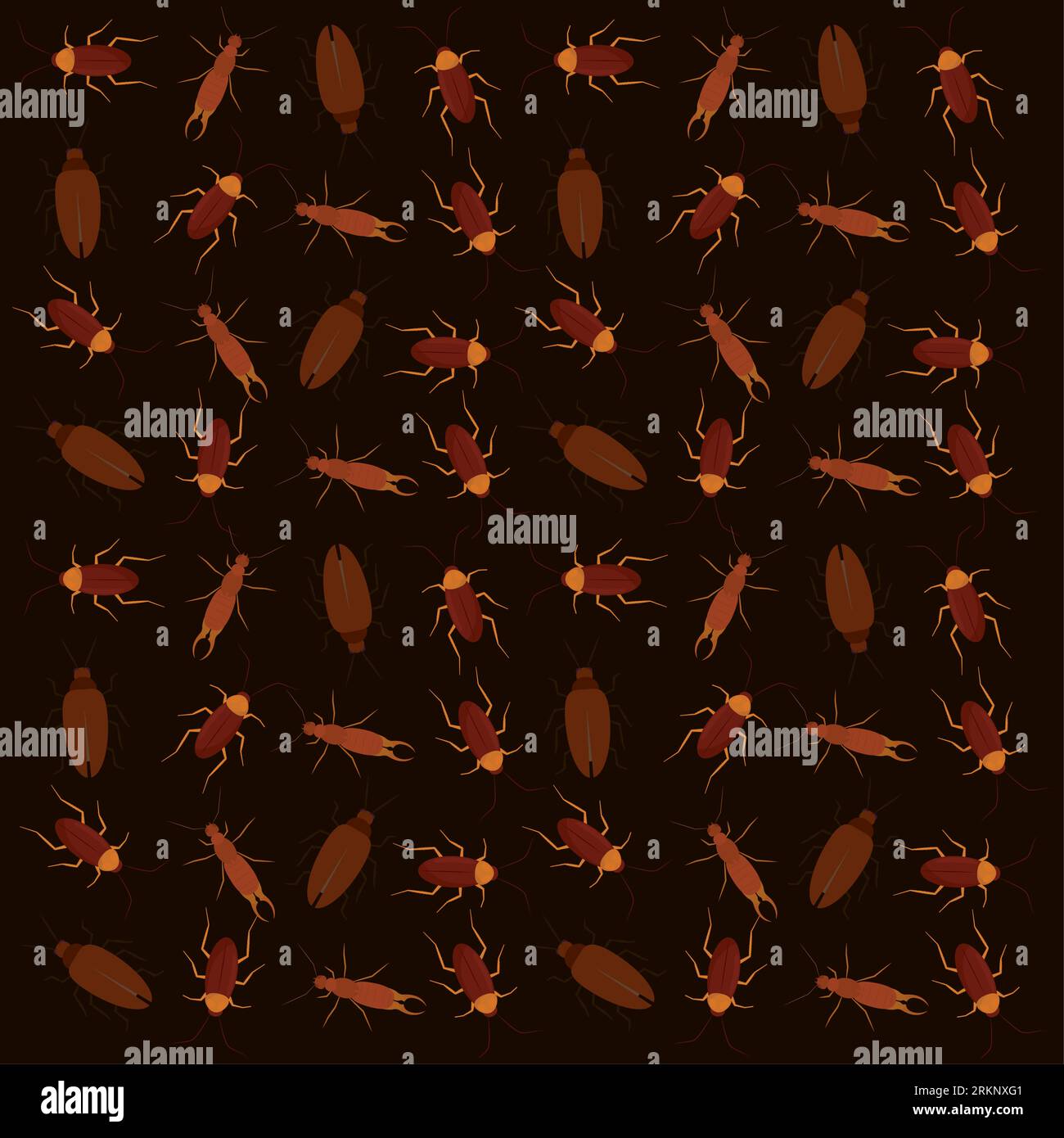 Seamless pattern background with cockroach insect icons Vector Stock Vector