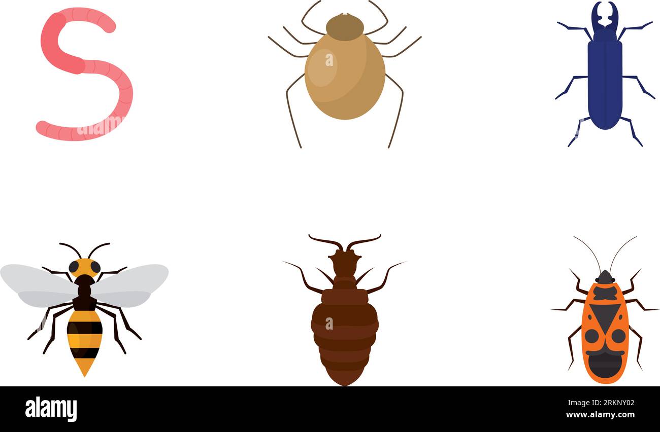 Set of different colored insect icons Vector Stock Vector