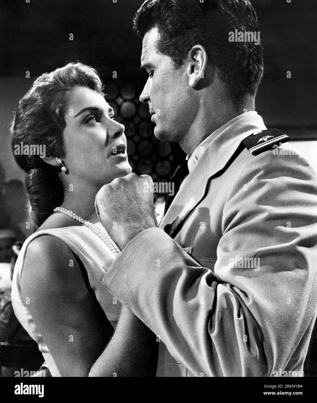 Andra Martin, James Garner, on-set of the Film, 'Up Periscope', Warner Bros., 1959 Stock Photo