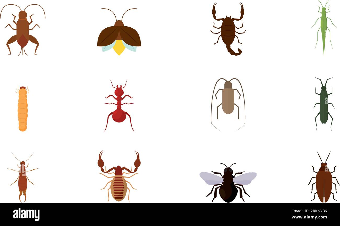 Set of different colored insect icons Vector Stock Vector