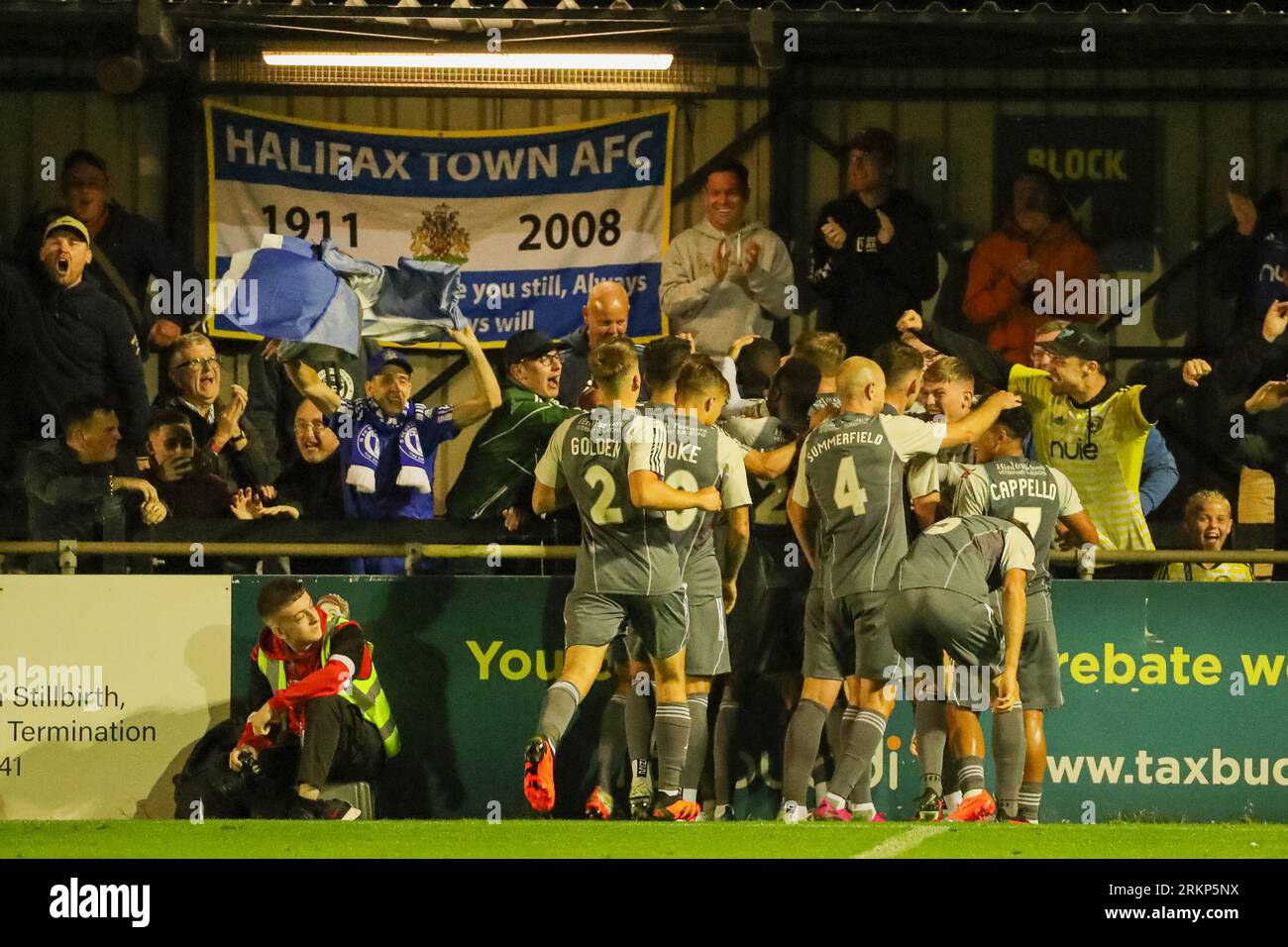 Armco Arena, Solihull, UK, 25th Aug 2023 GOAL! FC Halifax Town's Jo