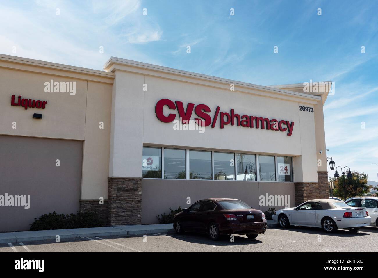 Menifee, CA, USA August 24, 2023 Front of CVS Store in Menifee