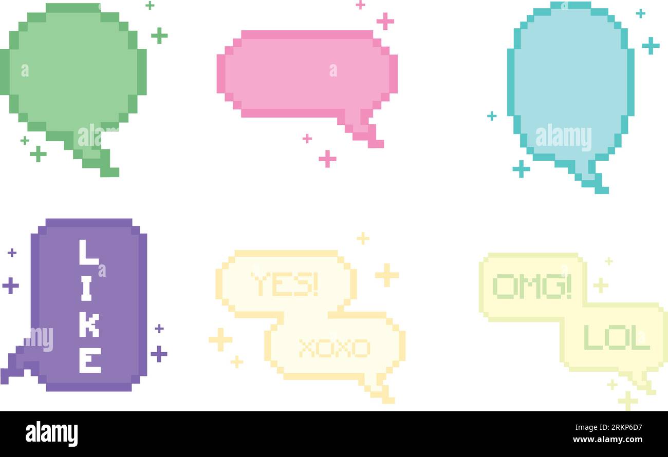 Set of pixelated comic speech bubble chats Vector Stock Vector