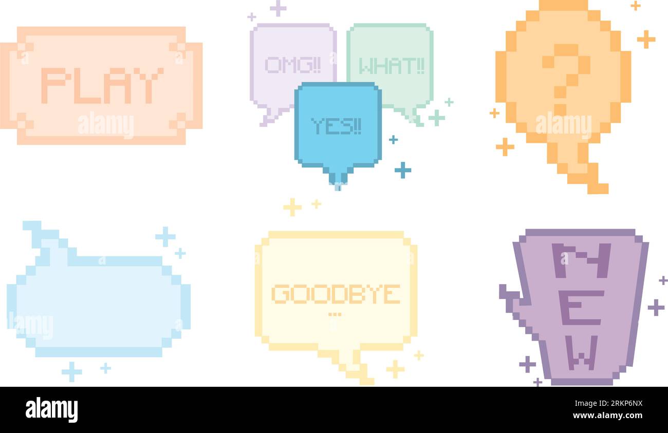 Set of pixelated comic speech bubble chats Vector Stock Vector