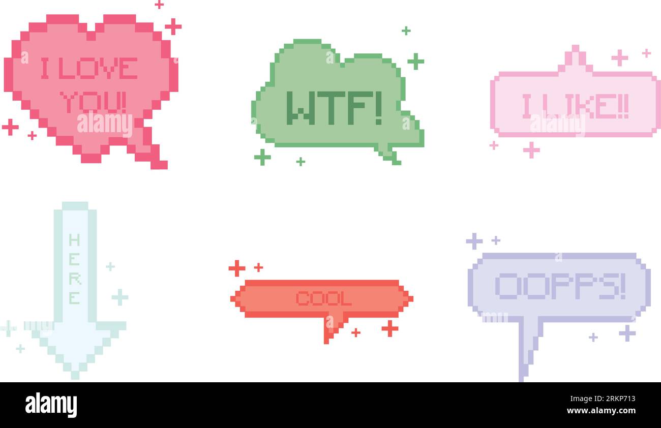 Set of pixelated comic speech bubble chats Vector Stock Vector