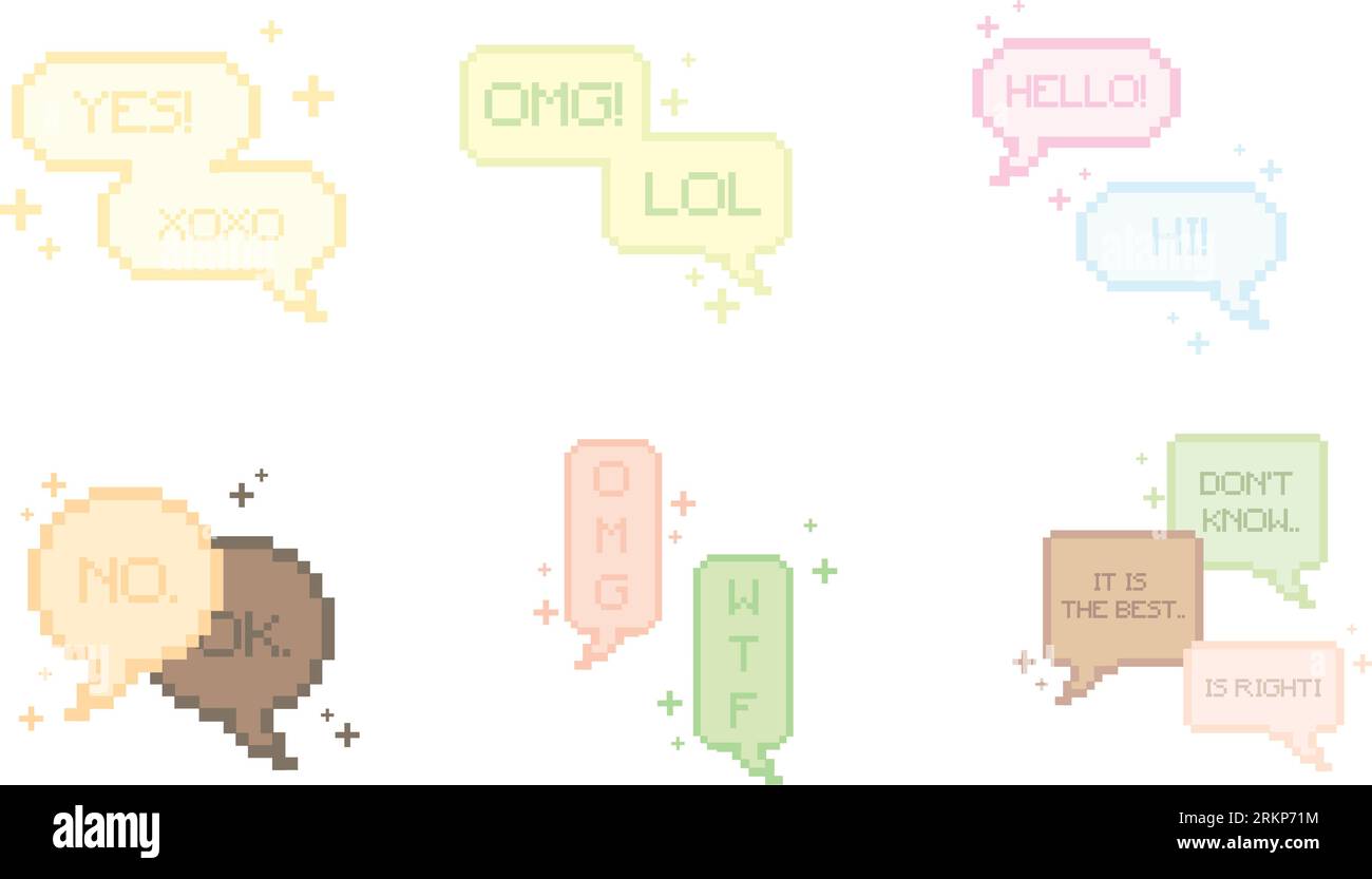 Set of pixelated comic speech bubble chats Vector Stock Vector
