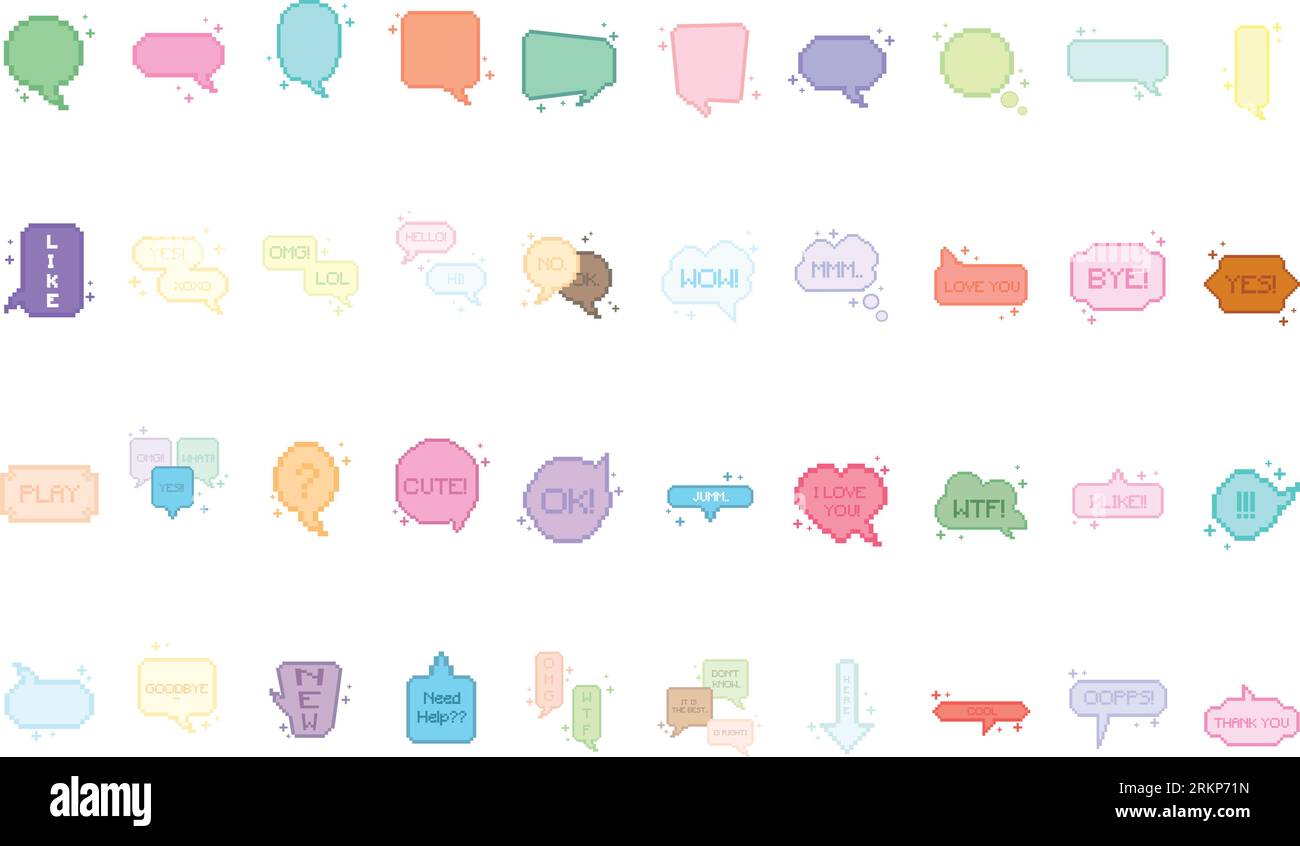 Set of pixelated comic speech bubble chats Vector Stock Vector