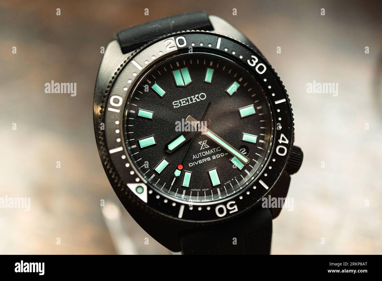 Photographes of the 2023 Seiko Prospex Black Series Limited Edition Black Turtle, SDBC183 Stock Photo