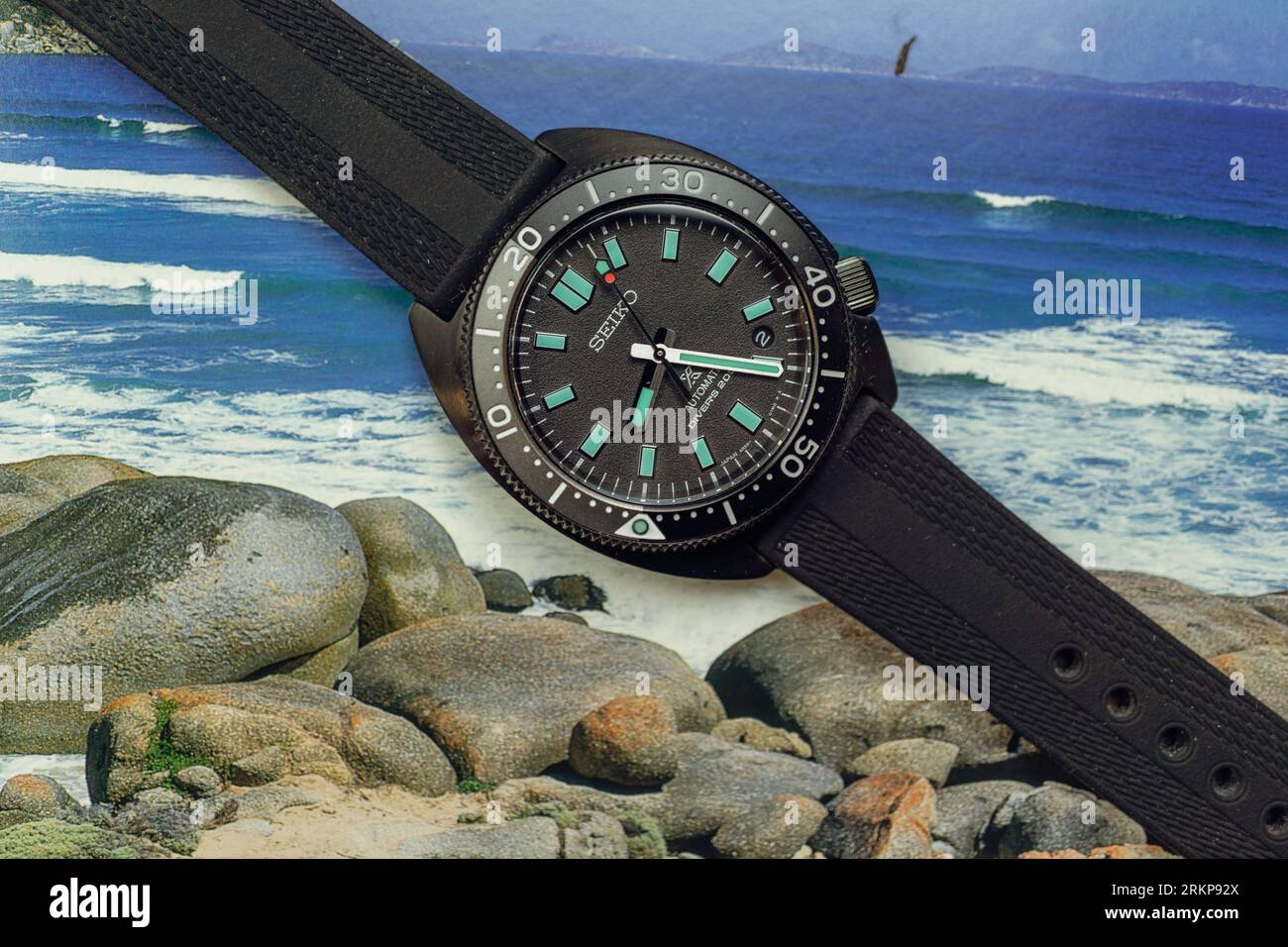 Photographes of the 2023 Seiko Prospex Black Series Limited Edition Black Turtle, SDBC183 Stock Photo