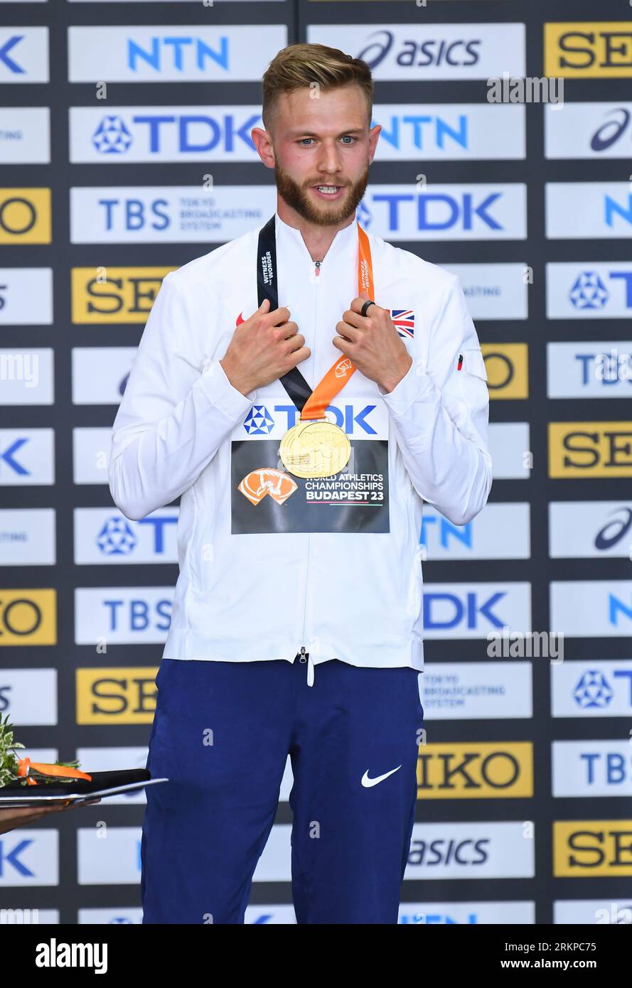 Josh Kerr of GB & NI gold medal presentation on day eight of the World