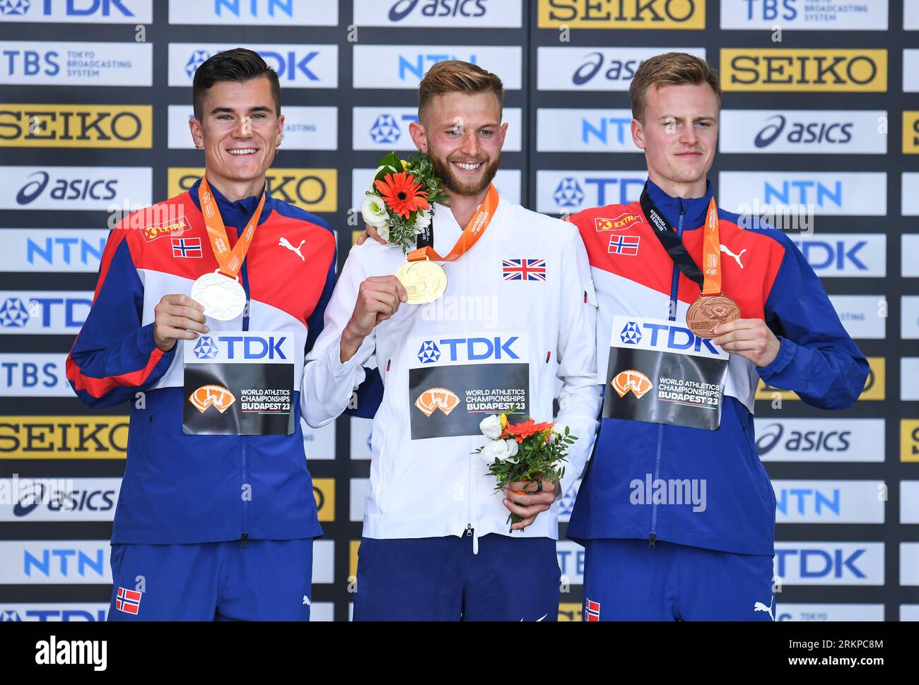 Jakob Ingebrigtsen of Norway, Josh Kerr of GB & NI and Narve Gilje