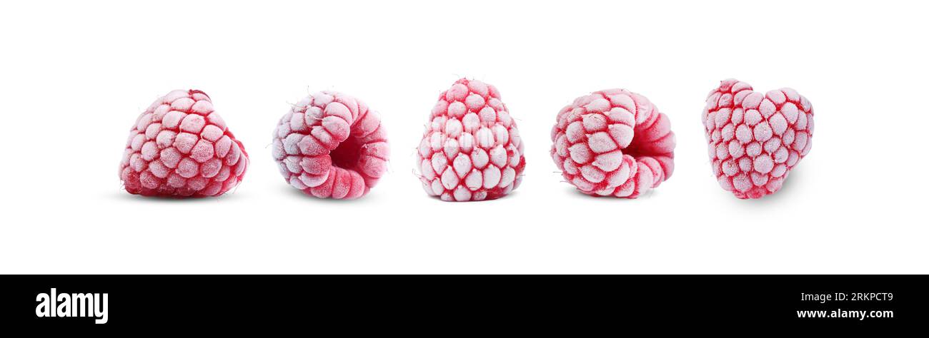 Frozen Raspberry Colour Set of frozen raspberries isolated on white background Stock Photo - Alamy