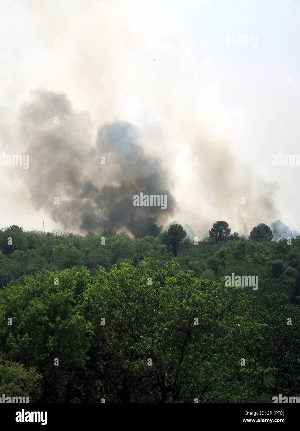 Bildnummer: 58055785  Datum: 31.05.2012  Copyright: imago/Xinhua (120531) -- ISLAMABAD, May 31, 2012 (Xinhua) -- Smoke rises from the forest in Islamabad, capital of Pakistan on May 31, 2012. Fire erupted on Margala Hills due to hot weather, gutting a huge stretch of forest. (Xinhua/Ahmad Kamal) PAKISTAN-ISLAMABAD-FOREST FIRE PUBLICATIONxNOTxINxCHN Gesellschaft Waldbrand Brand Feuer Rauch xbs x0x 2012 hoch      58055785 Date 31 05 2012 Copyright Imago XINHUA  Islamabad May 31 2012 XINHUA Smoke Rises from The Forest in Islamabad Capital of Pakistan ON May 31 2012 Fire erupted ON Margala Hills D Stock Photo