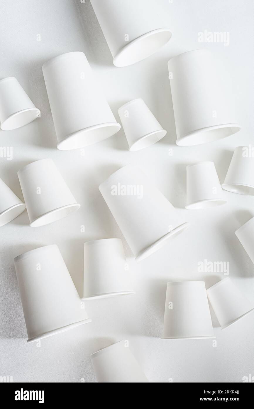 Paper coffee cups different sizes layout, monochrome image Stock Photo ...