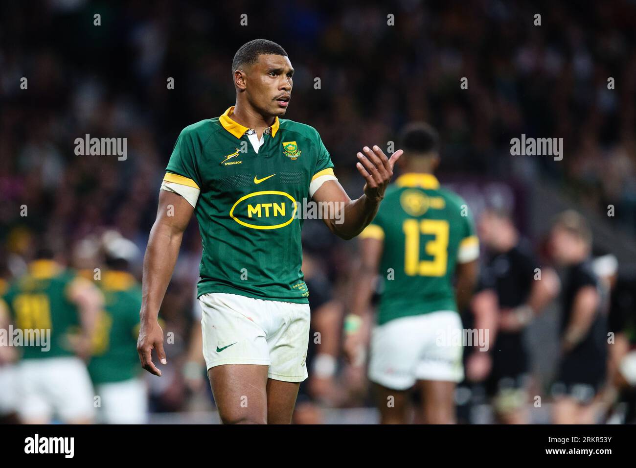LONDON, UK - 25th Aug 2023:  Damian Willemse of South Africa during the Qatar Airways Cup International match between the South Africa Springboks and the New Zealand All Blacks at Twickenham Stadium  (Credit: Craig Mercer/ Alamy Live News) Stock Photo