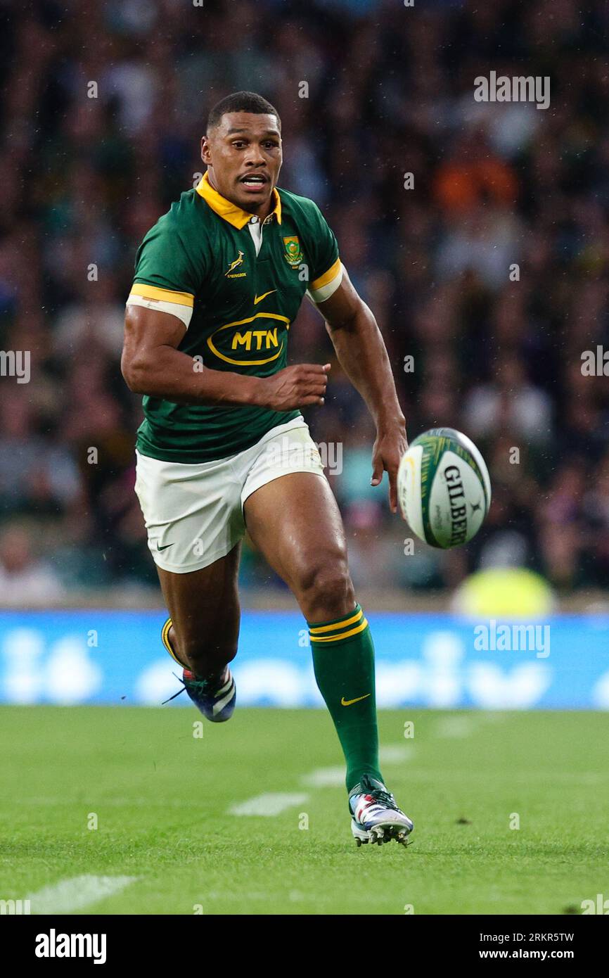 LONDON, UK - 25th Aug 2023:  Damian Willemse of South Africa in action during the Qatar Airways Cup International match between the South Africa Springboks and the New Zealand All Blacks at Twickenham Stadium  (Credit: Craig Mercer/ Alamy Live News) Stock Photo