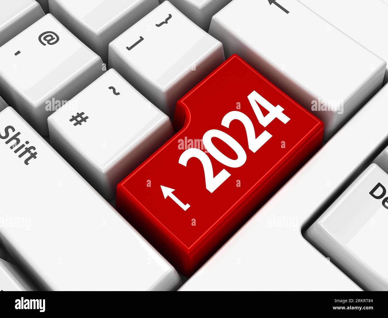 Computer keyboard with 2024 enter key, threedimensional rendering, 3D illustration Stock Photo