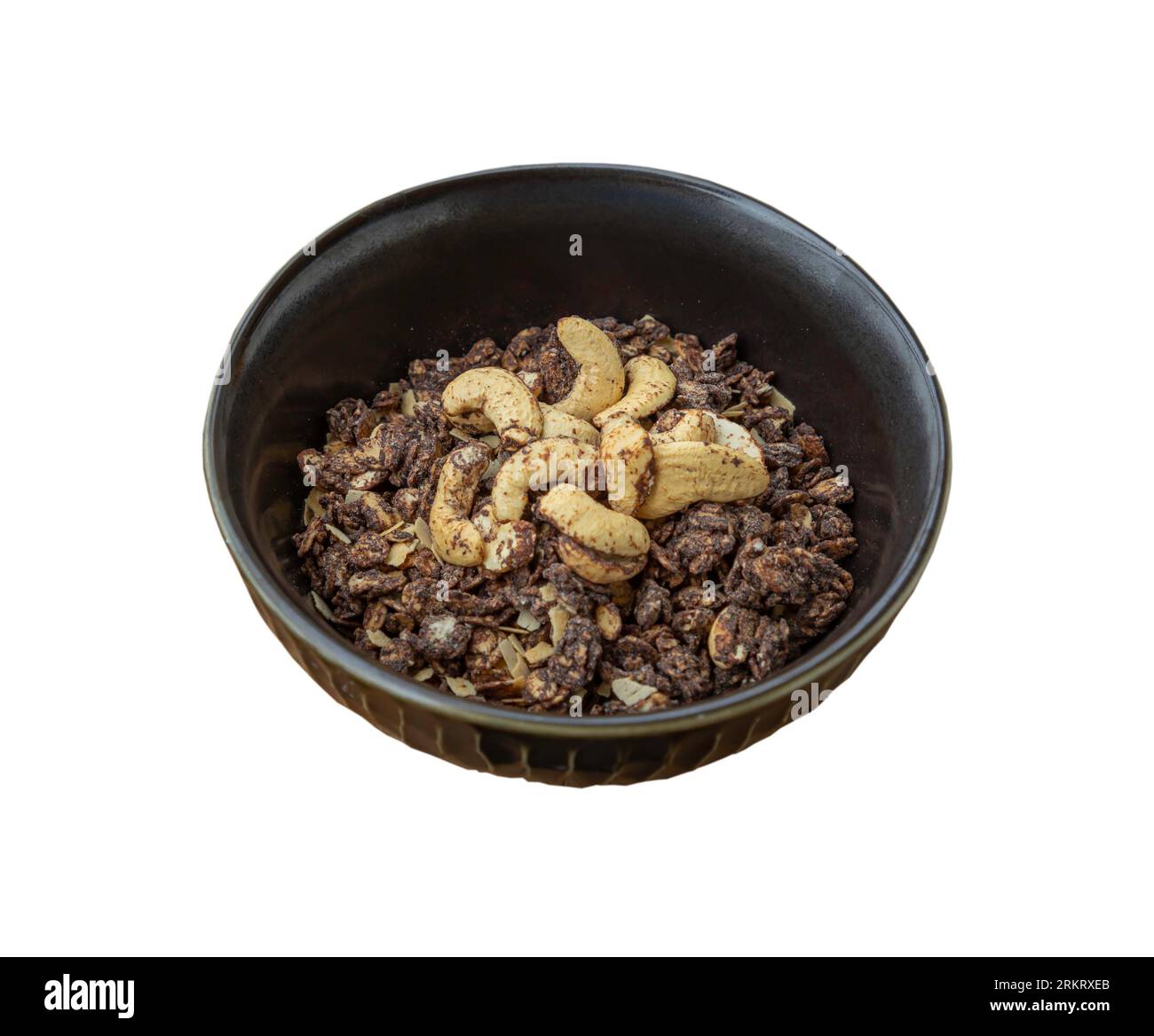 Healthy homemade malt flakes cereal consists of rolled oats, cashew