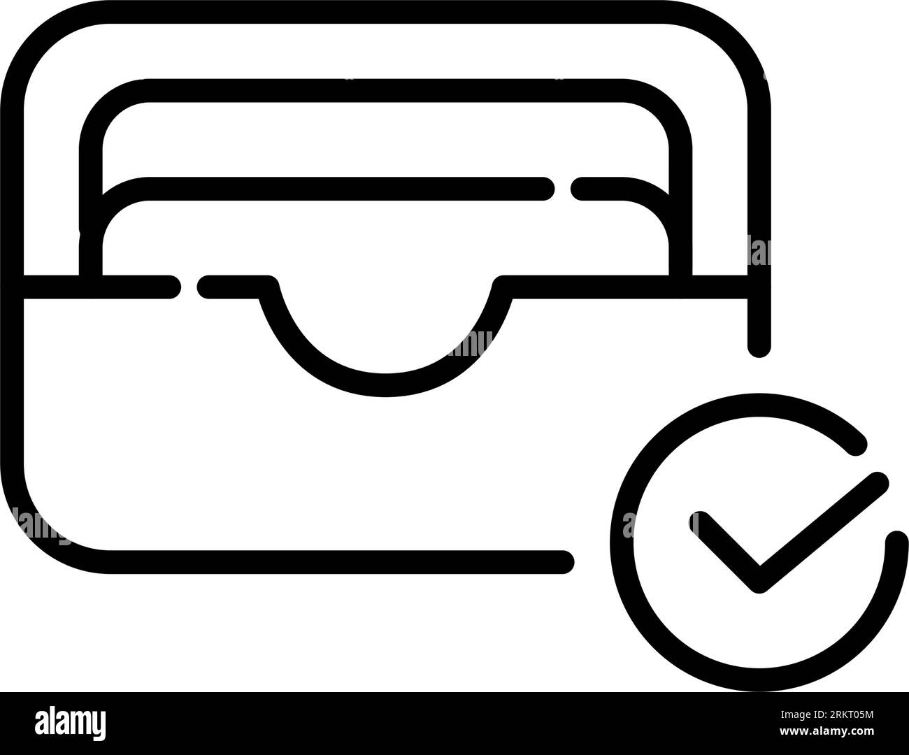 Card holder with checkmark. Approved secure payment method. Pixel perfect, editable stroke Stock Vector