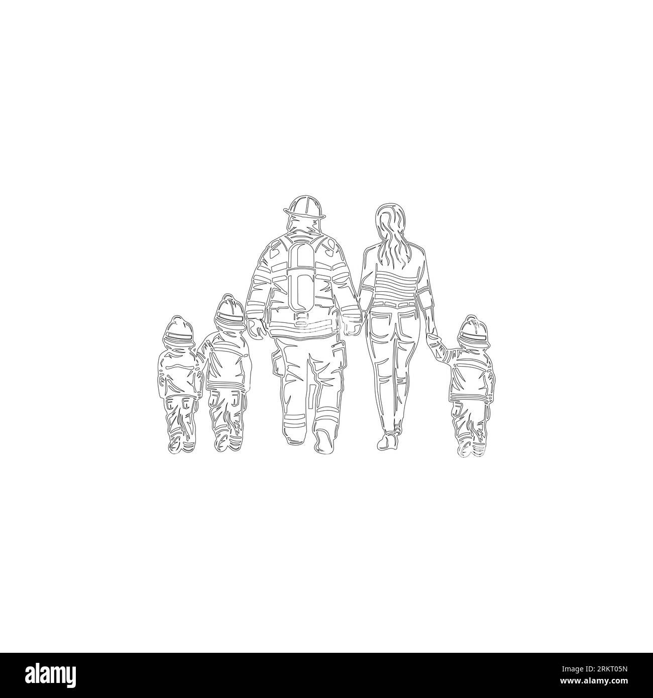 Outline hand-drawn family vector template design Stock Vector