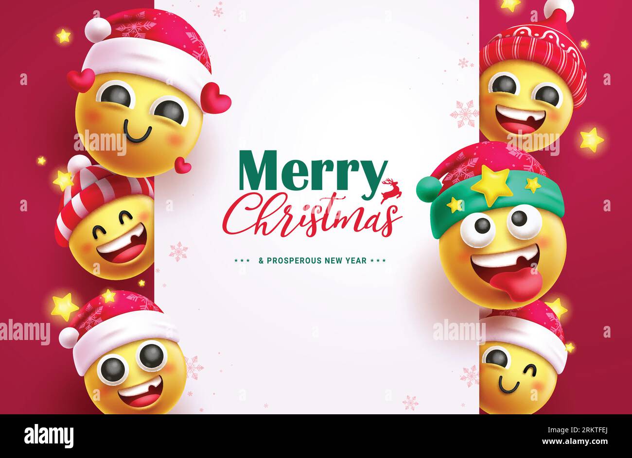 Merry christmas text vector template design. Christmas emojis