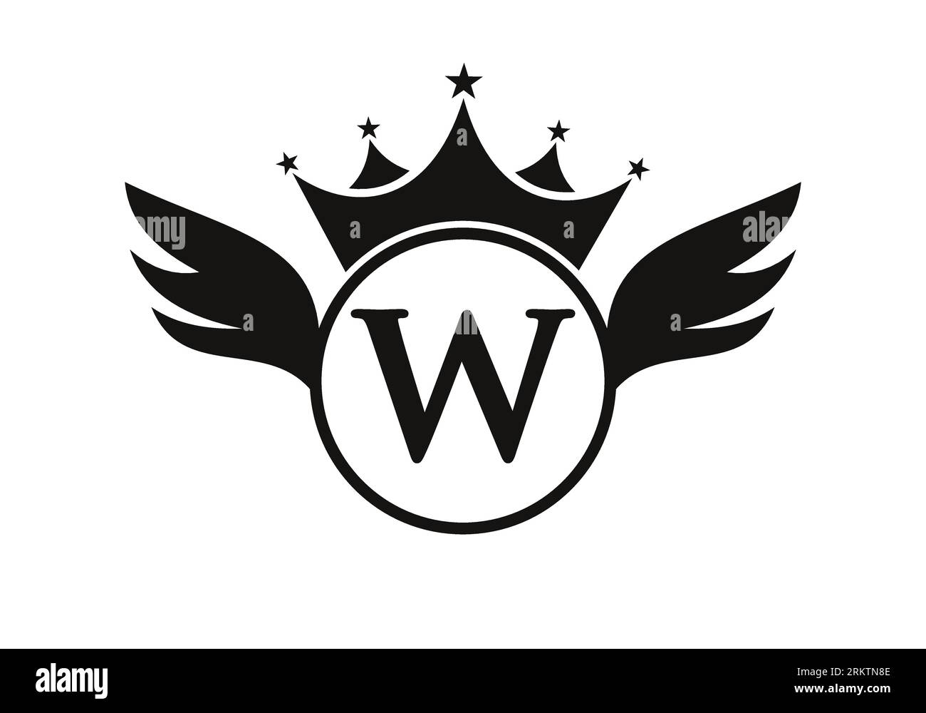 Wing Logo on Letter W Concept With Crown Icon Vector Template. Wing ...