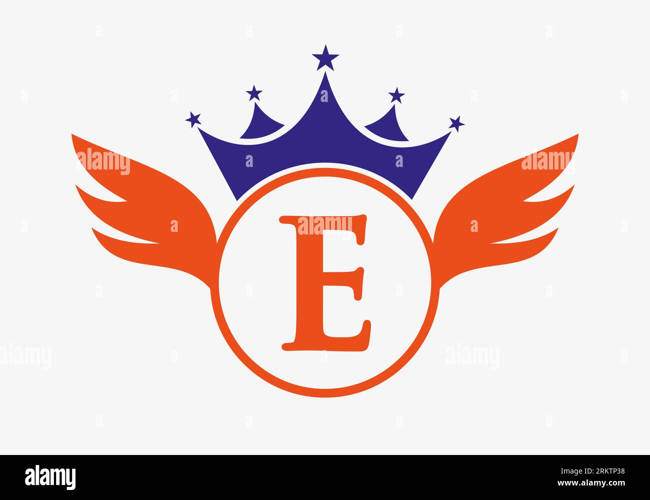 Wing Logo on Letter E Concept With Crown Icon Vector Template. Wing ...
