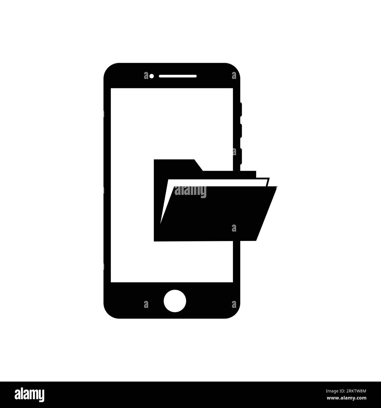 Mobile Sharing file folder icon in black flat glyph, filled style