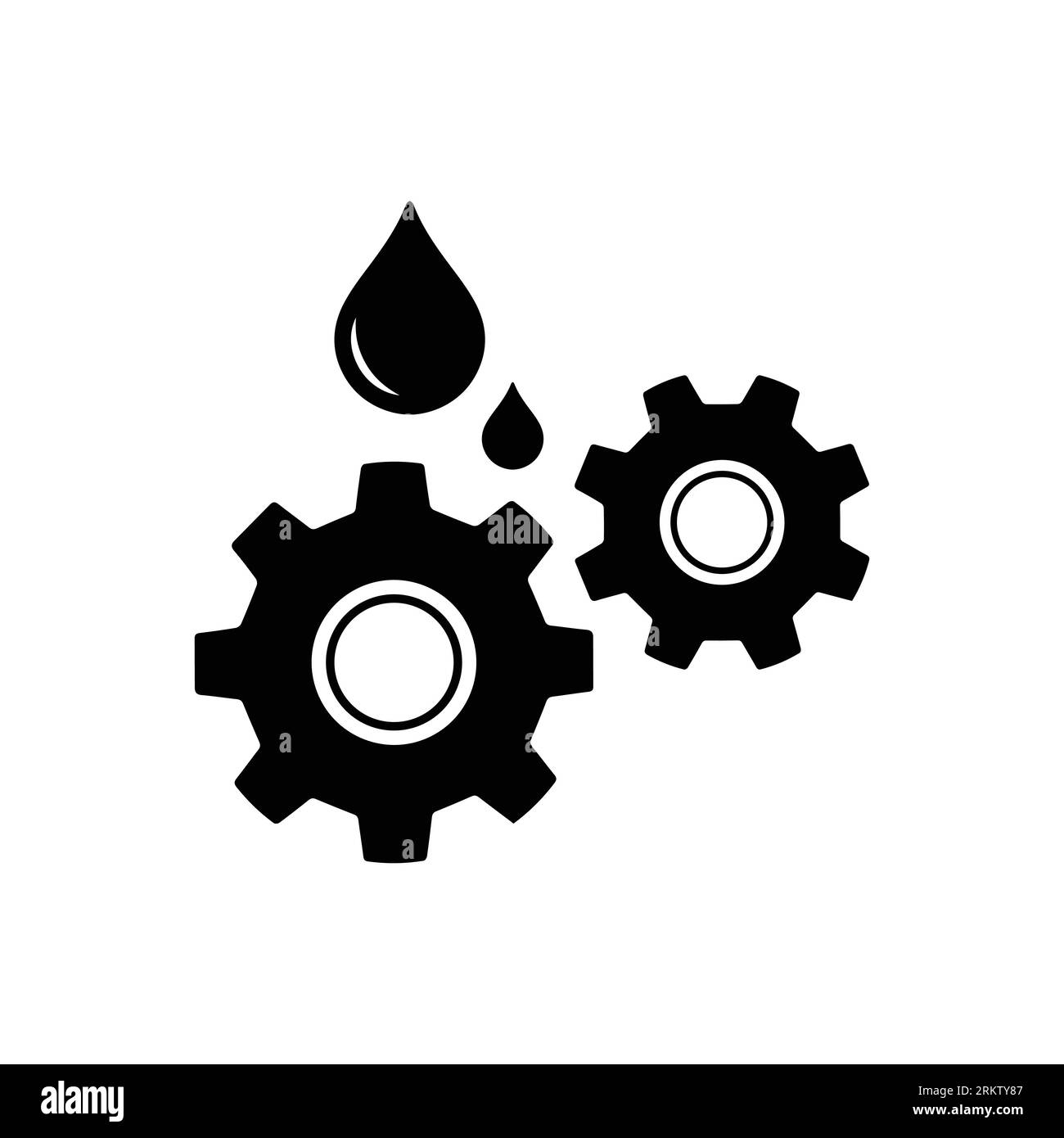 Lubricant oil drop and gear icon in modern silhouette style design