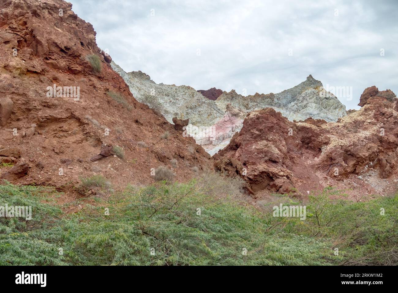 Salines mountains. halite deposins. Thin vegetation. Volcanic origin