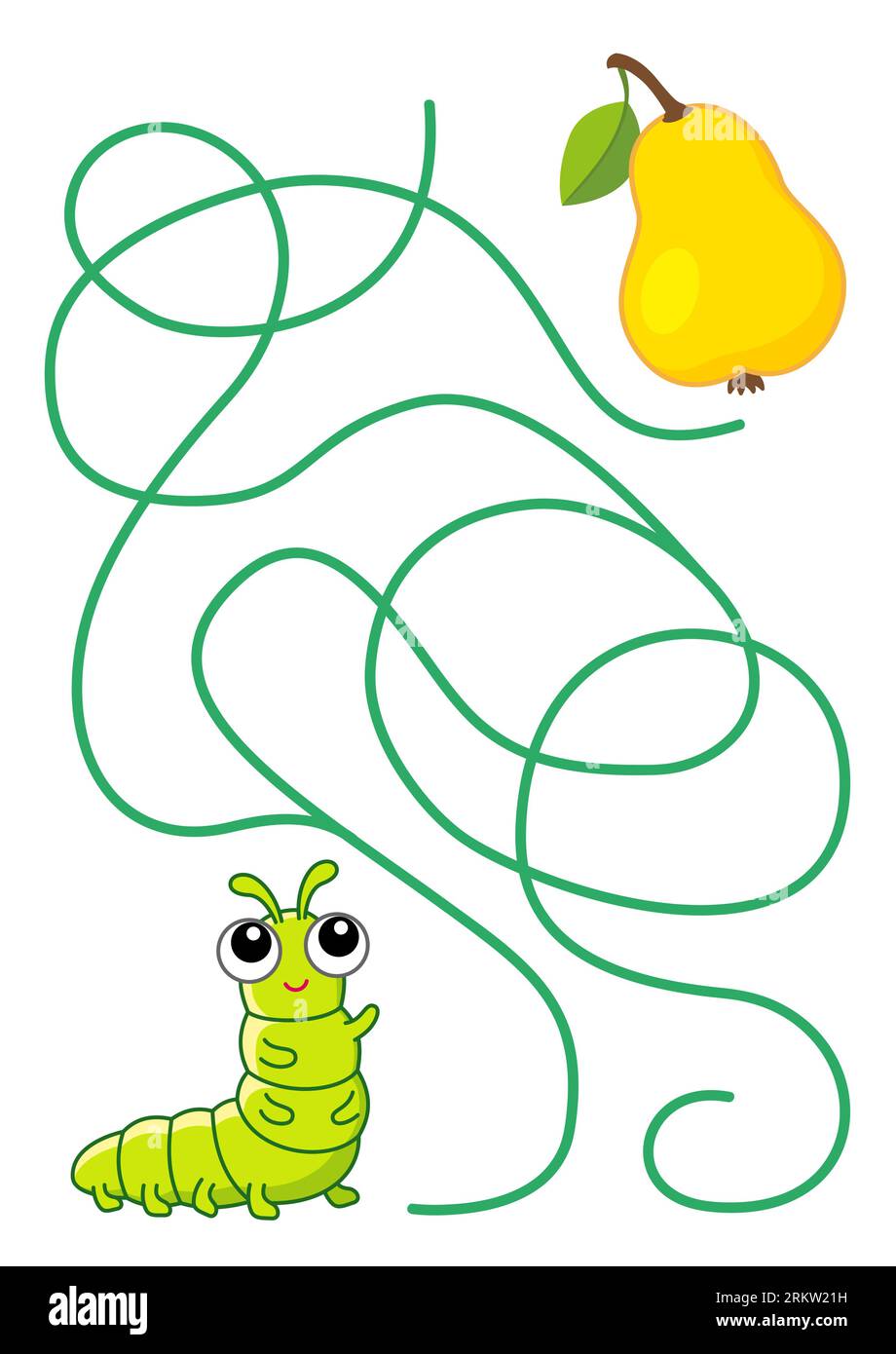 Maze game for children. Help a caterpillar to find a correct way Stock ...