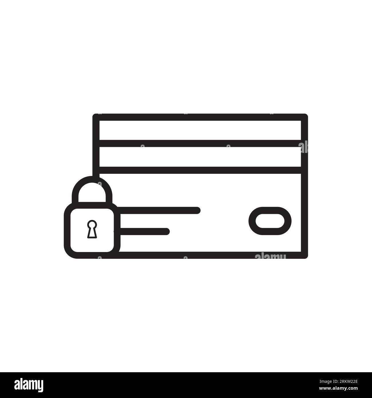 Credit card with lock icon. Locked bank card illustration. Vector Stock