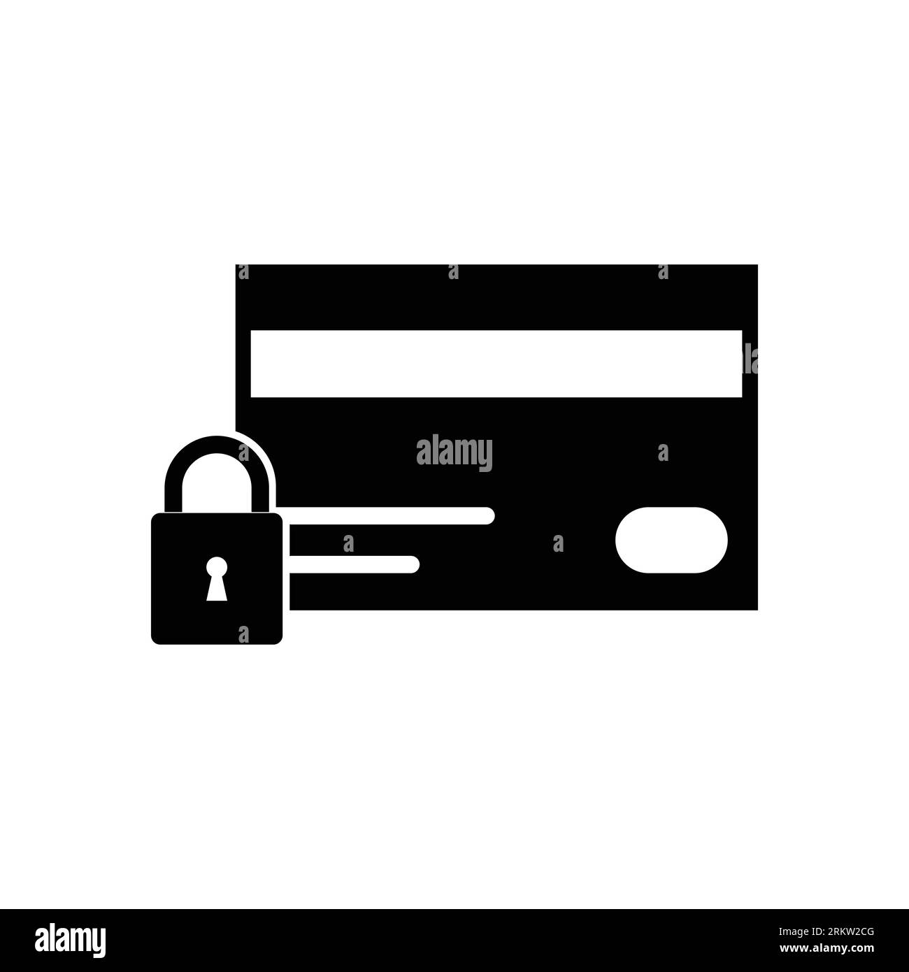 Credit card with lock icon. Locked bank card illustration. Vector Stock