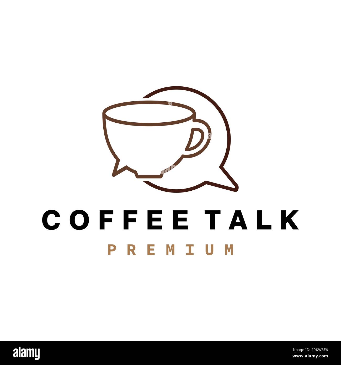 coffee talk chat cup logo vector icon illustration Stock Vector Image