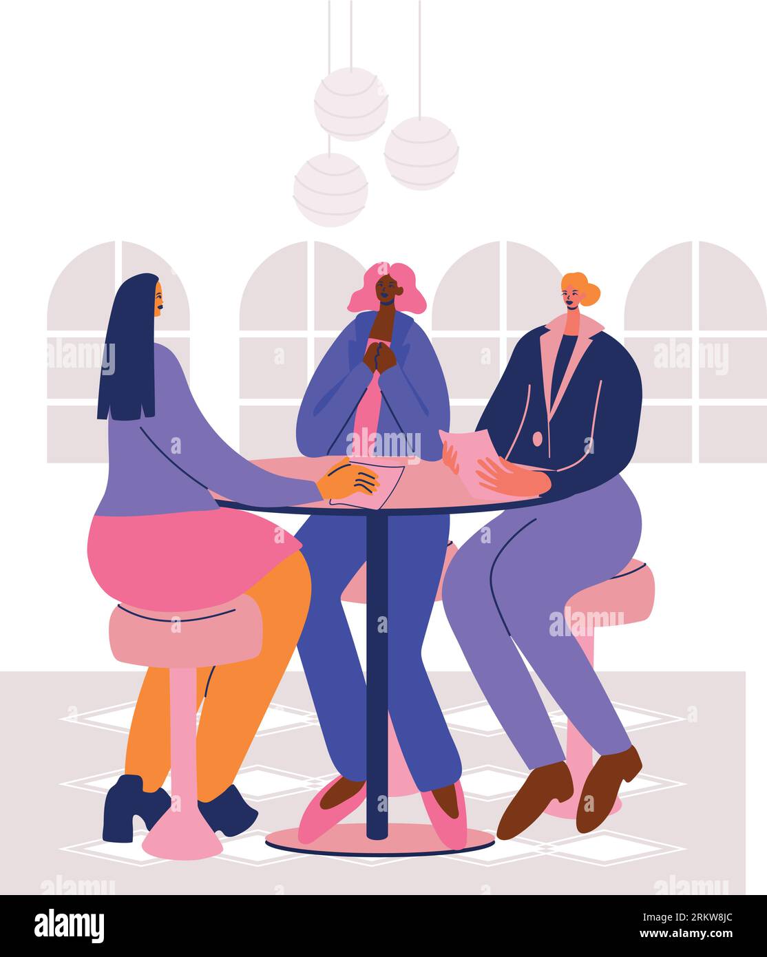 Human resources female managers interviewing a candidate vector