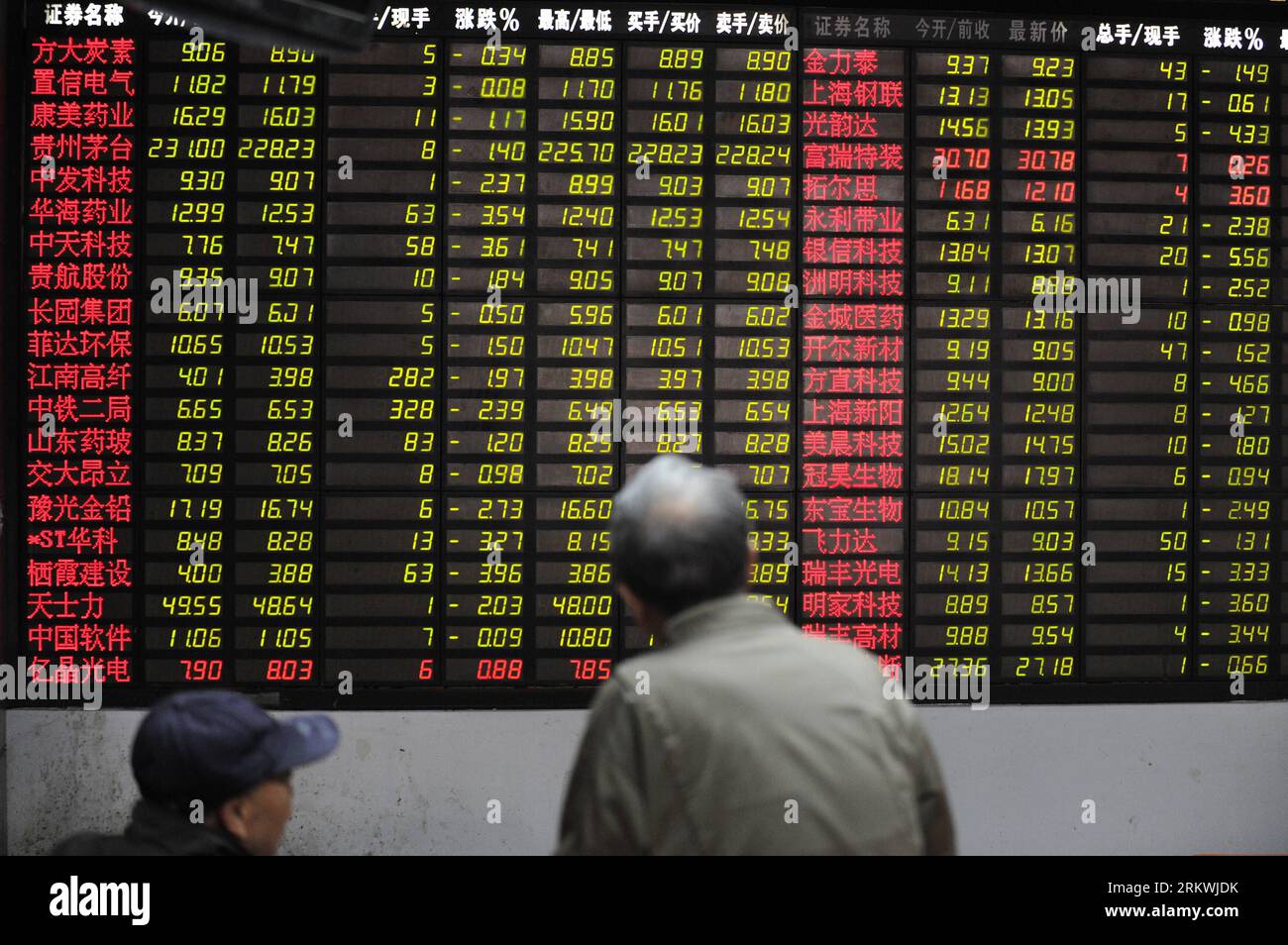 Bildnummer: 58696473  Datum: 13.11.2012  Copyright: imago/Xinhua (121113) -- HANGZHOU, Nov. 13, 2012 (Xinhua) -- Investors look at the stock price monitor at a stock trading hall in Hangzhou, capital of east China s Zhejiang Province, Nov. 13, 2012. Chinese stocks experienced a decline on Tuesday. The benchmark Shanghai Composite Index dropped 1.51 percent, to close at 2,047.89 points. The Shenzhen Component Index ended at 8,234.60 points, down 1.87 percent. (Xinhua/Ju Huanzong) (zc) CHINA-STOCKS-DOWN (CN) PUBLICATIONxNOTxINxCHN Wirtschaft Börse Kurs Aktien Aktienkurs Börsenkurs x0x xdd 2012 q Stock Photo
