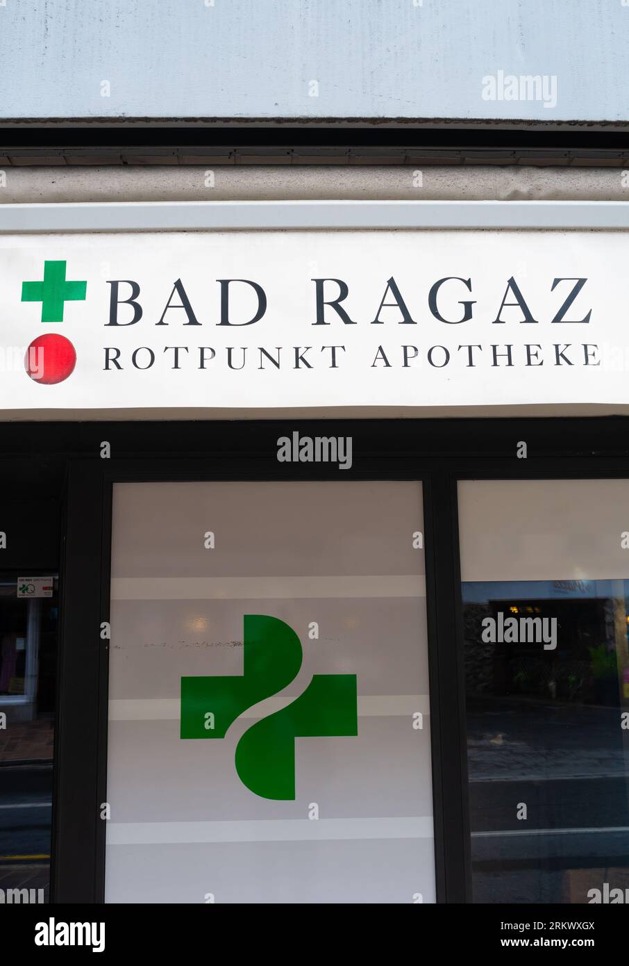 Bad Ragaz, Switzerland - July 25, 2023: Bad Ragaz Rotpunkt Apotheke is a local pharmacy. Stock Photo
