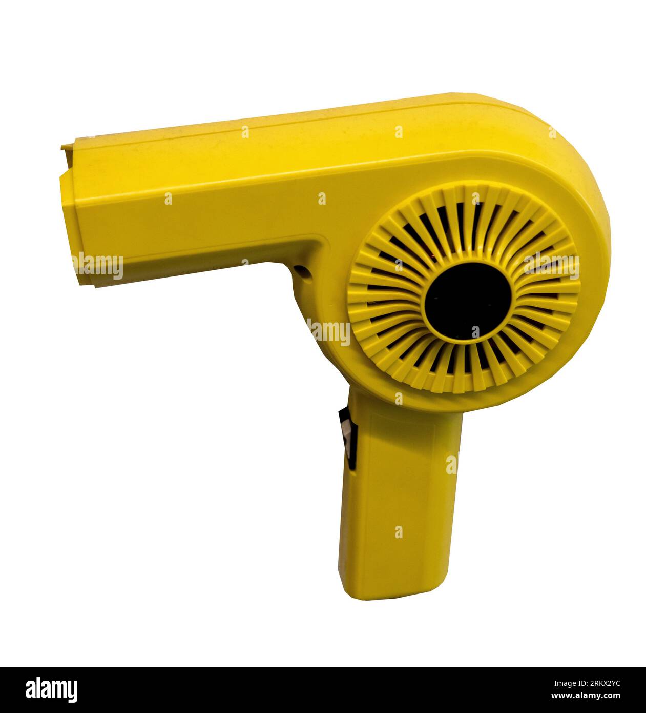 Old hair dryer isolated on white background. Vintage electrical