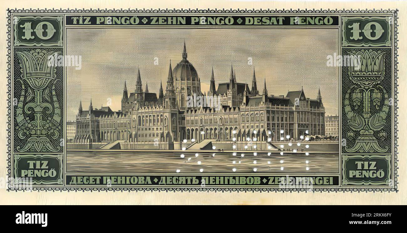Photo Banknote Hungary, 10 Pengo, 1926 Stock Photo