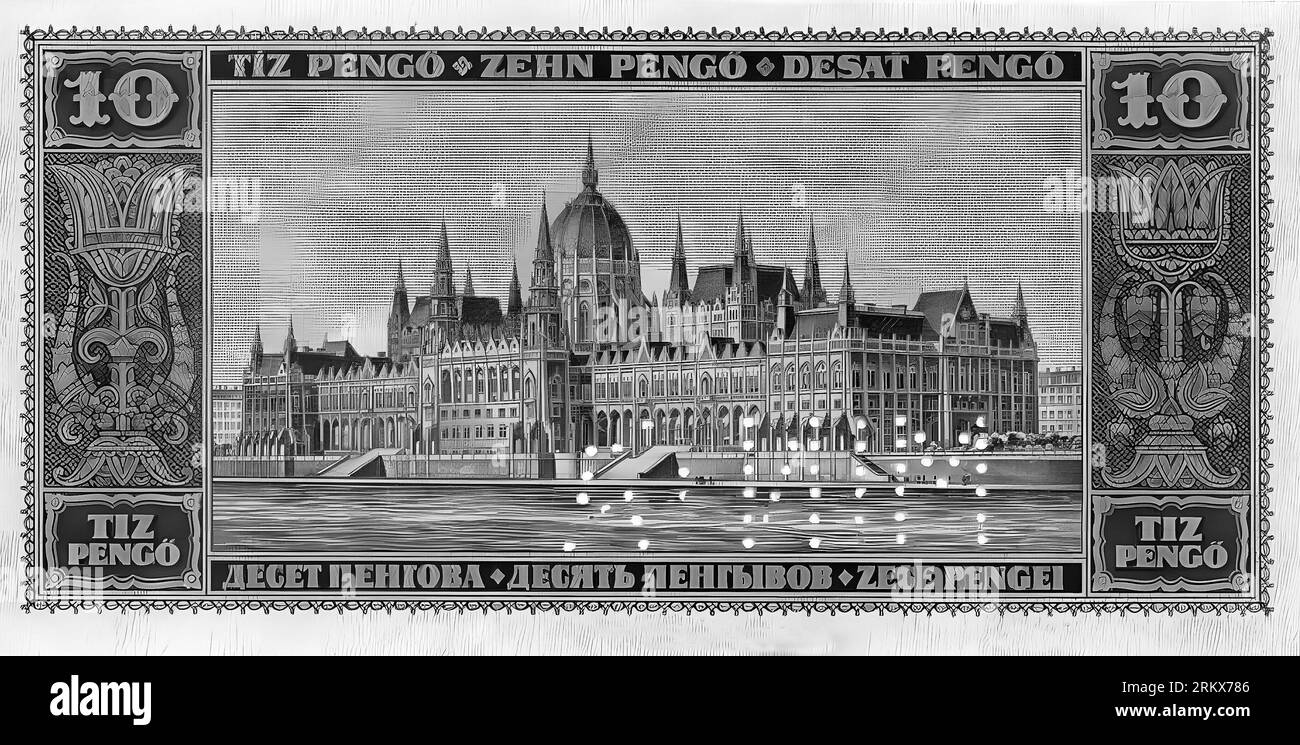 Photo Banknote Hungary, 10 Pengo, 1926 Stock Photo