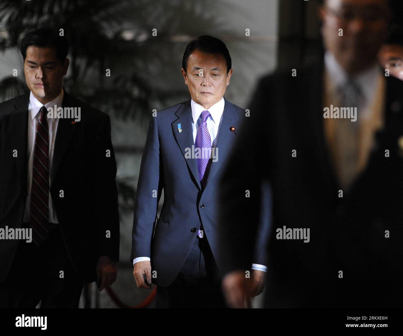 阿部 Prime minister taro aso arrives hi-res stock photography and