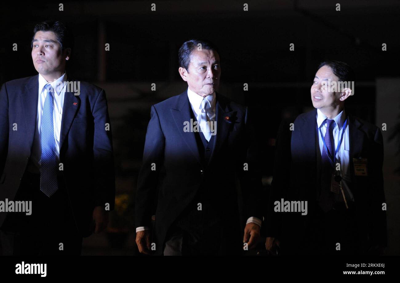 Prime minister taro aso arrives hi-res stock photography and