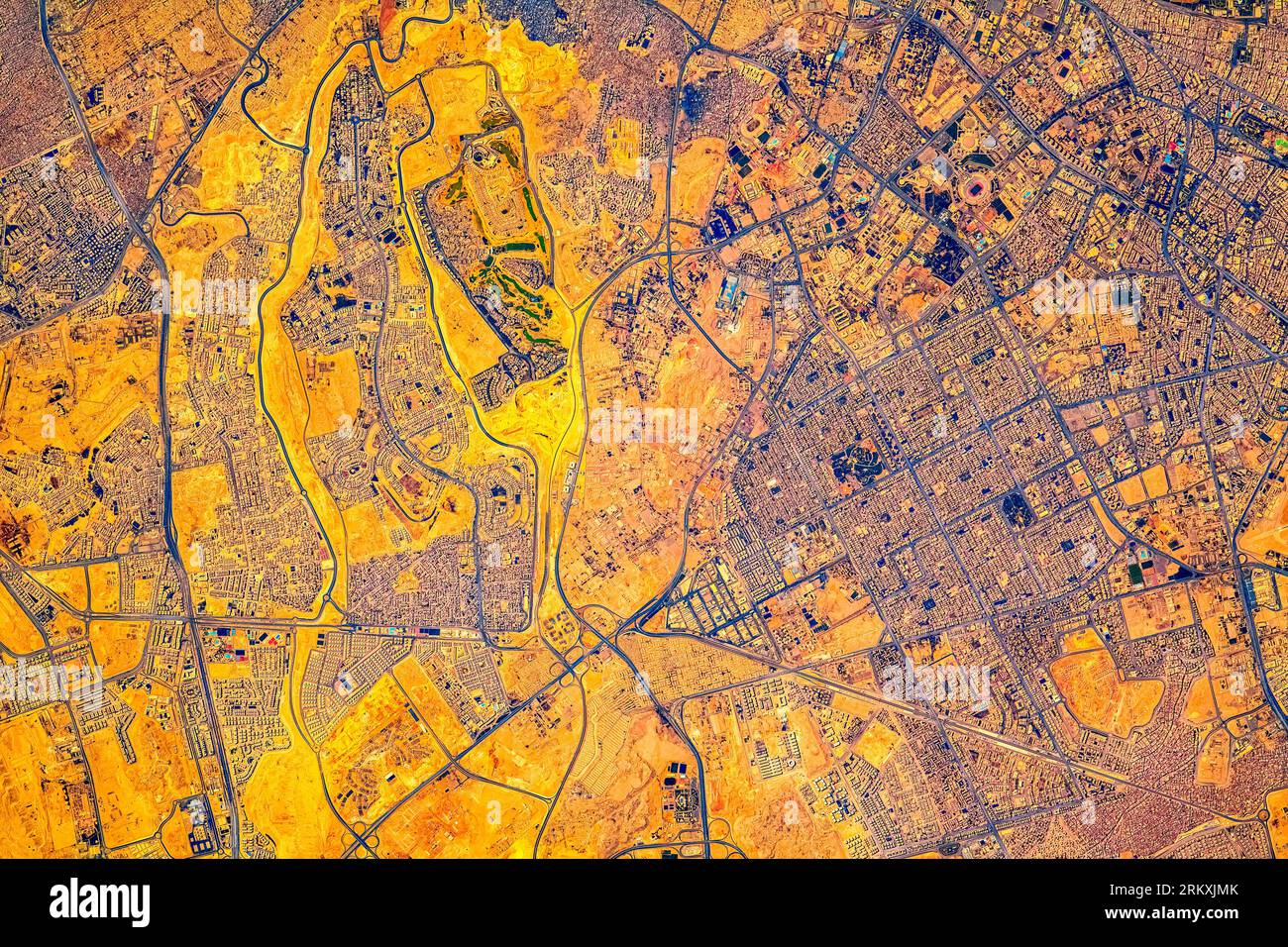 Cairo City, Egypt. Digital enhancement of an image by NASA. Stock Photo