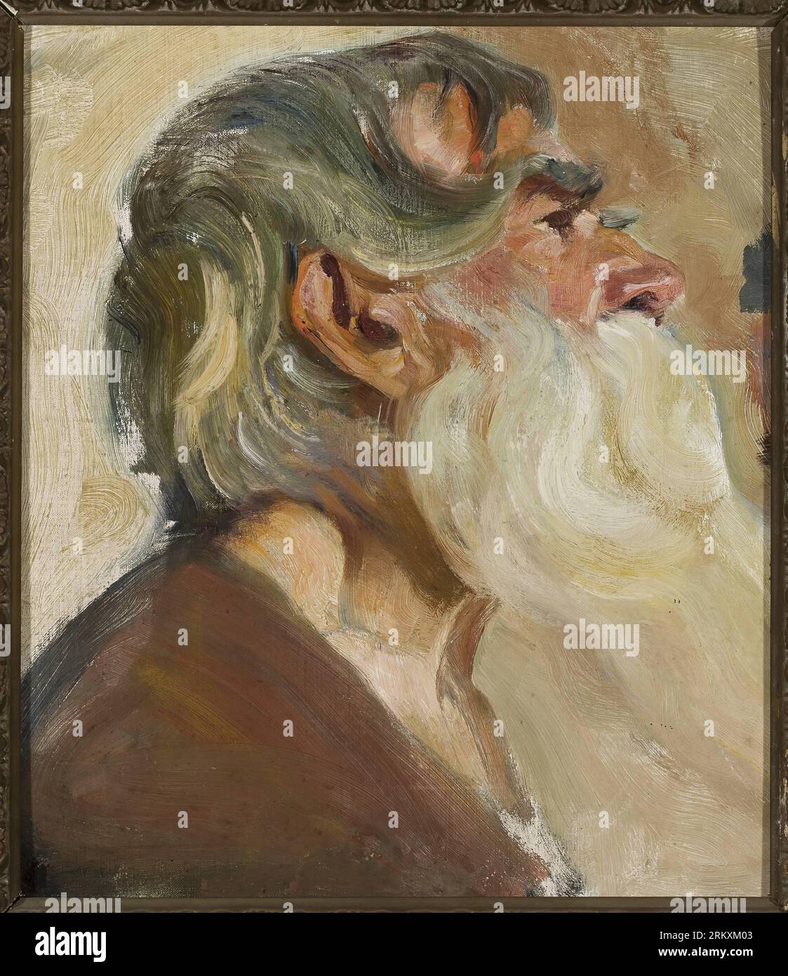 Old man with grey beard between 1903 and 1904 by Stanisław Dębicki Stock Photo